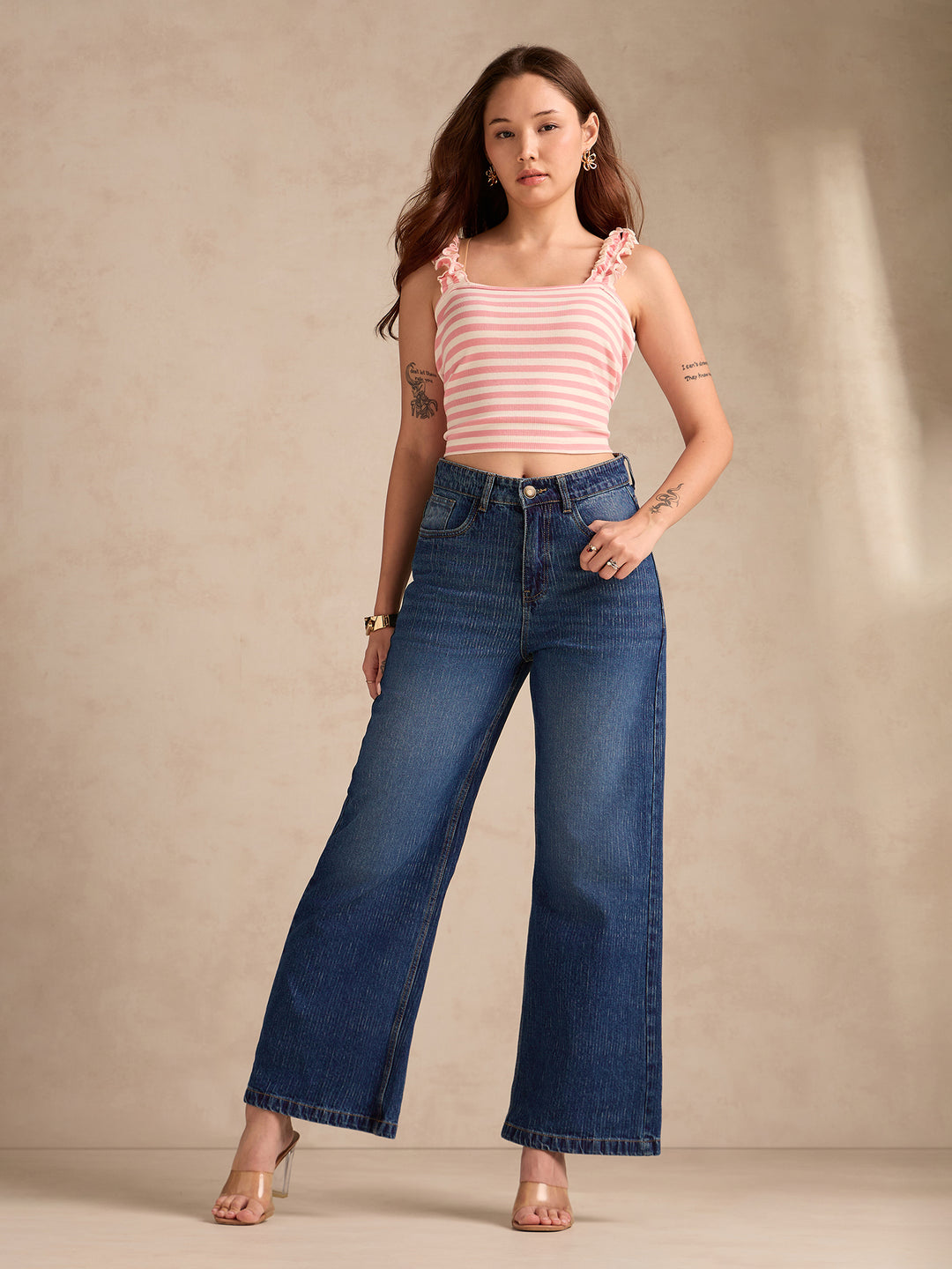 Blue Washed Vintage Straight Fit Denim
