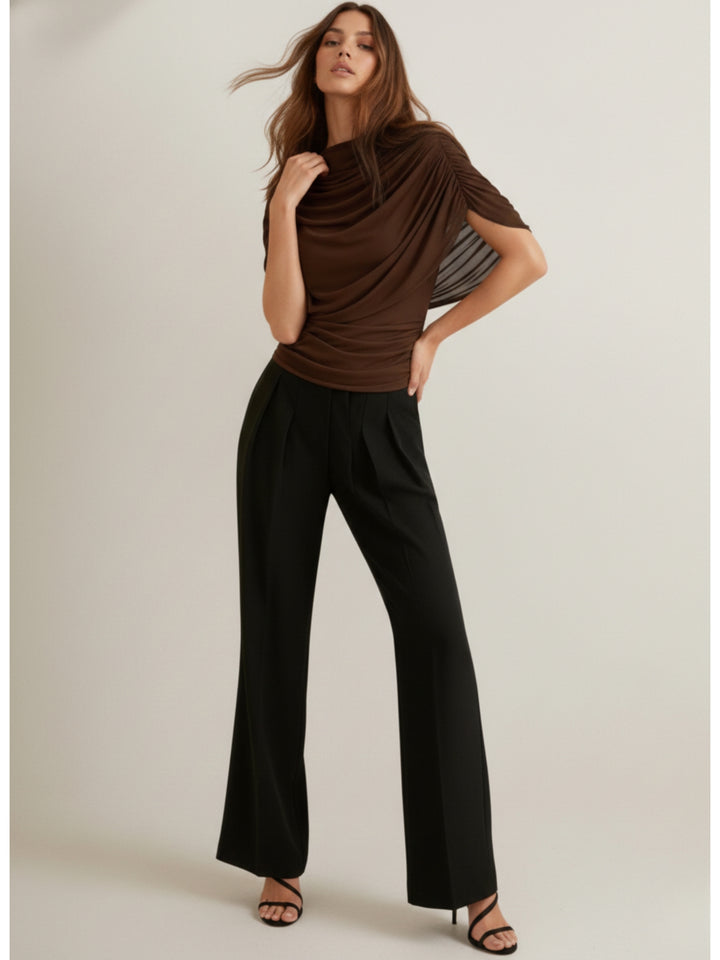 Brown Cape Style Draped Top