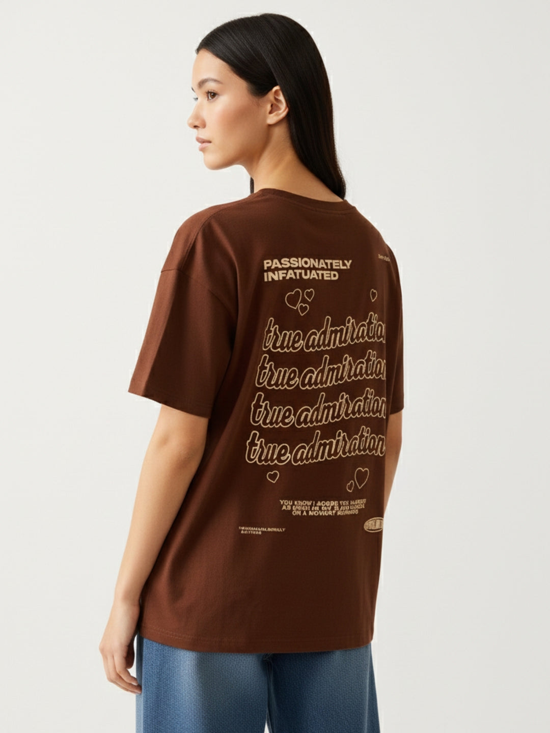 Brown Crew Neck Graphic T-Shirt