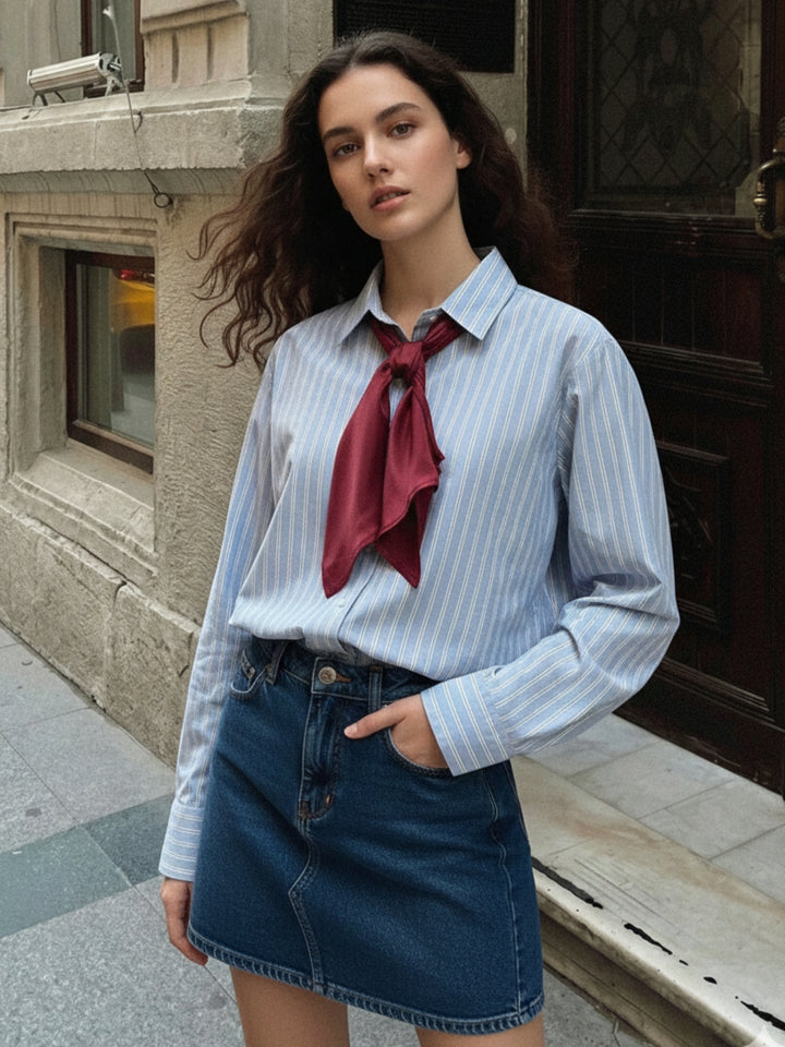 Blue Long Sleeve Stripe Shirt