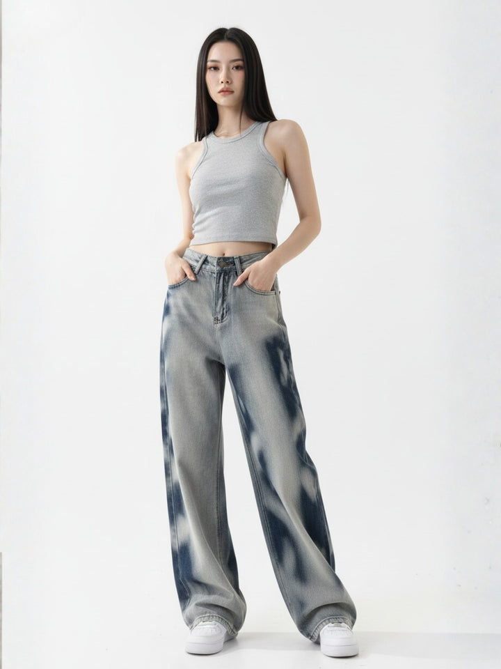 Light Blue High Waist Washed Effect Jeans
