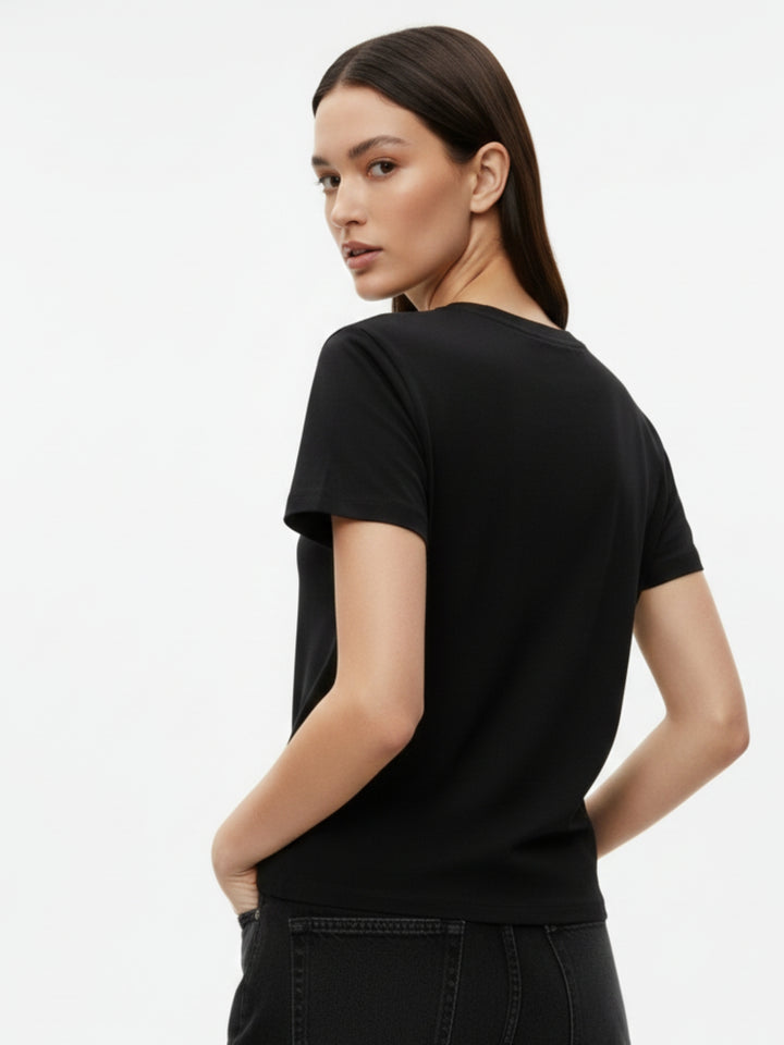 Black Short Sleeves Crew Neck T-Shirt