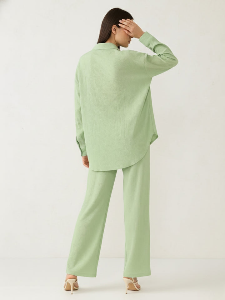 Green Oversized Shirt & Pant Co-Ord Set