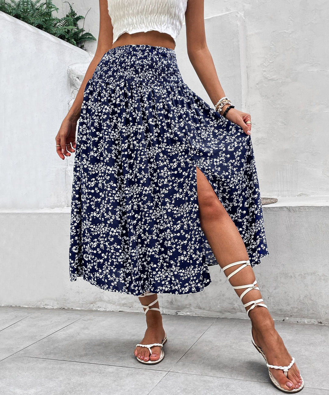 Black High Waist Side Slit Skirt