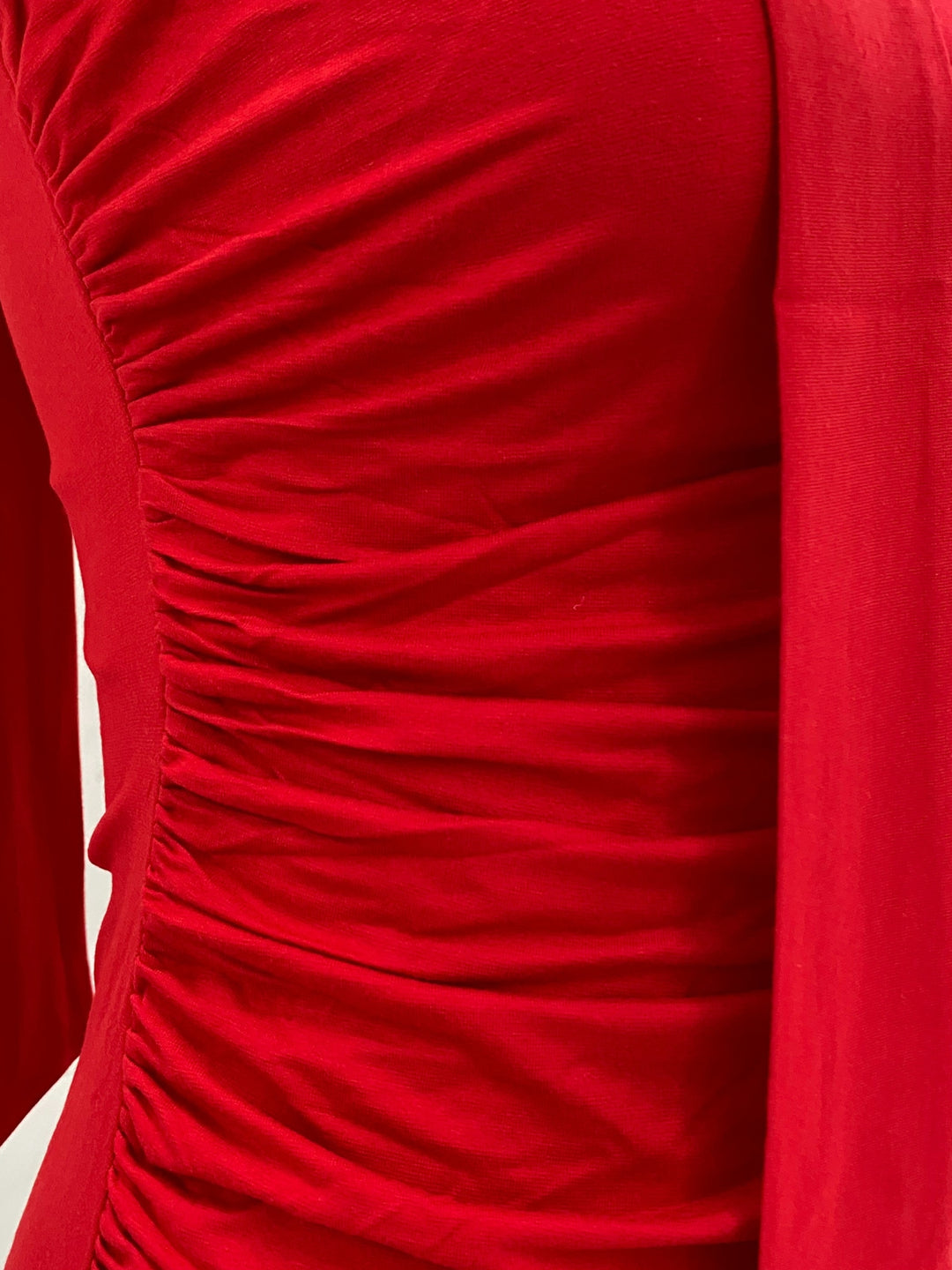 Red Scarf Detail One Shoulder Top