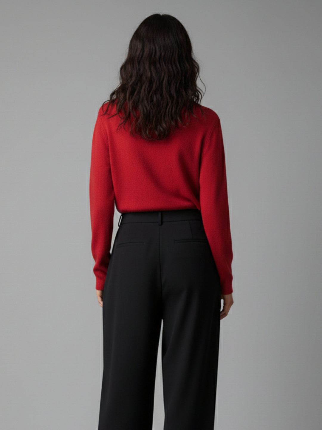 Red High Neck Honey Comb Textured Sweater