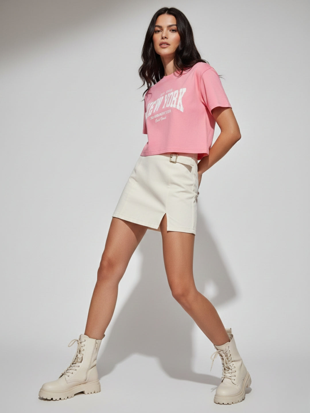 Pink Cropped Boxy Tshirt With Graphic