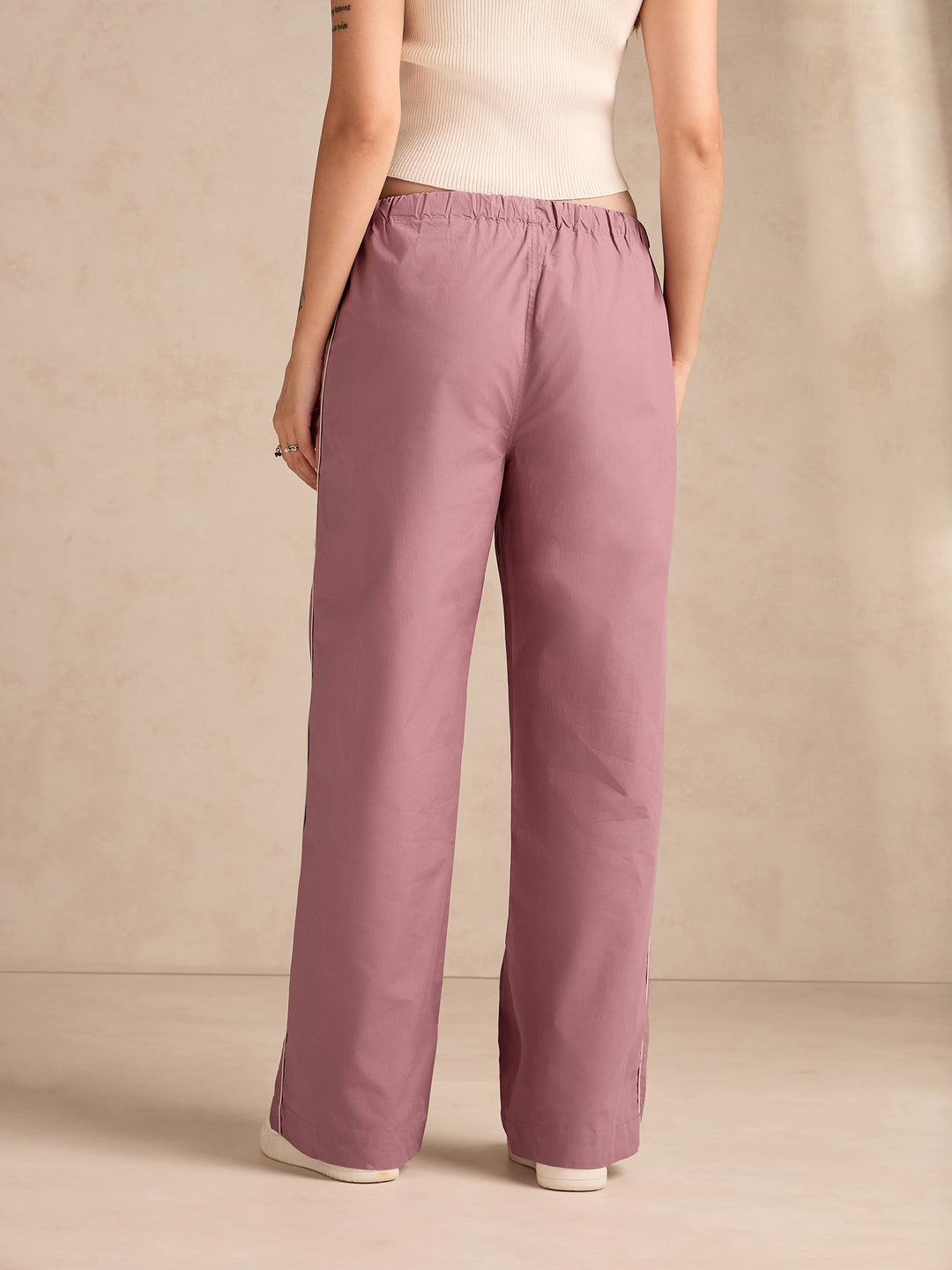 Mauve Pintuck Wide Leg Trouser
