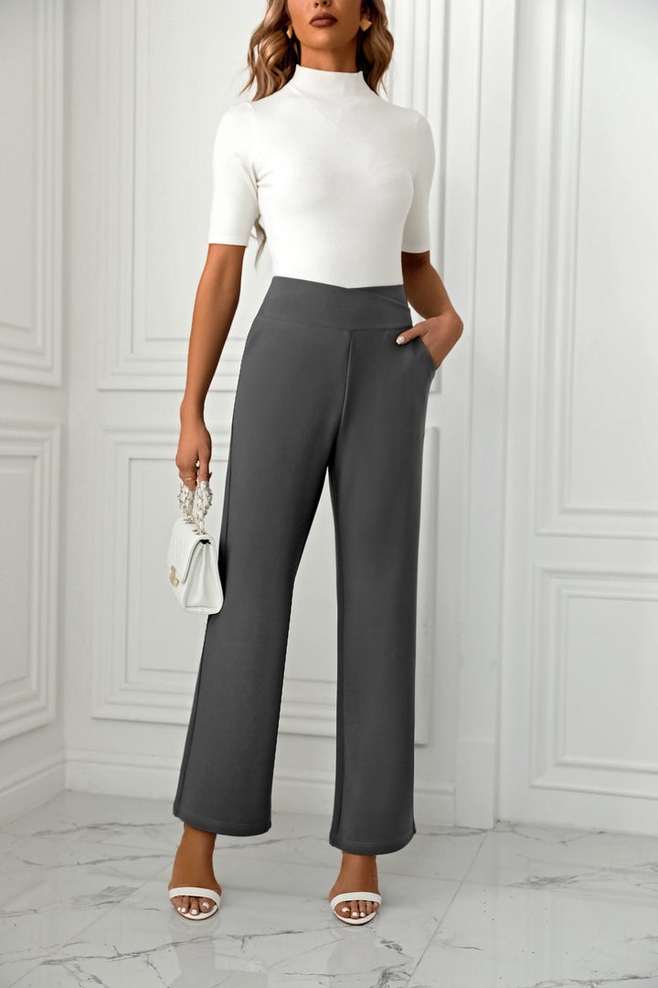 Grey Straight Fit Elasticated Pant