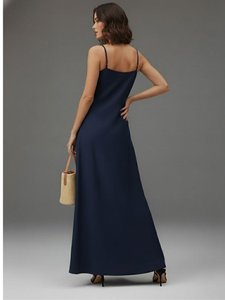 Navy Blue Bold Printed Vacation Dress