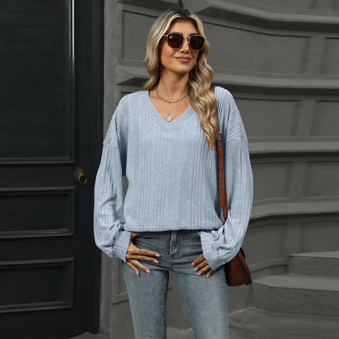 Blue Bishop Sleeve Solid Relaxed Top