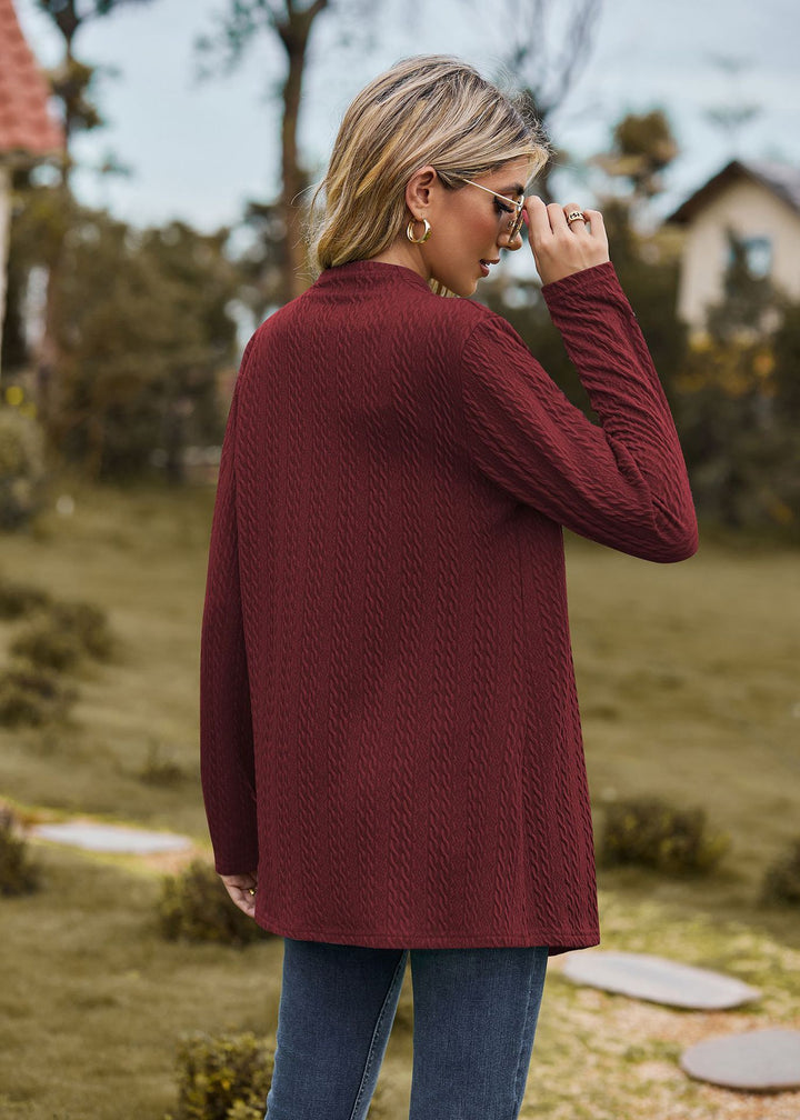 Maroon Solid Textured Shrug
