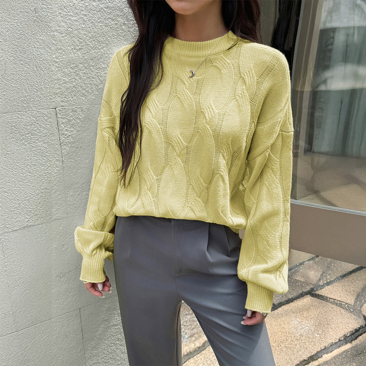Yellow Textured Solid Sweater