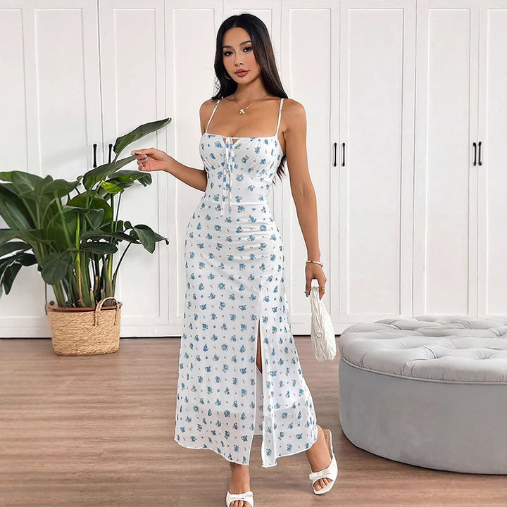 Multi Strappy Printed Maxi Dress