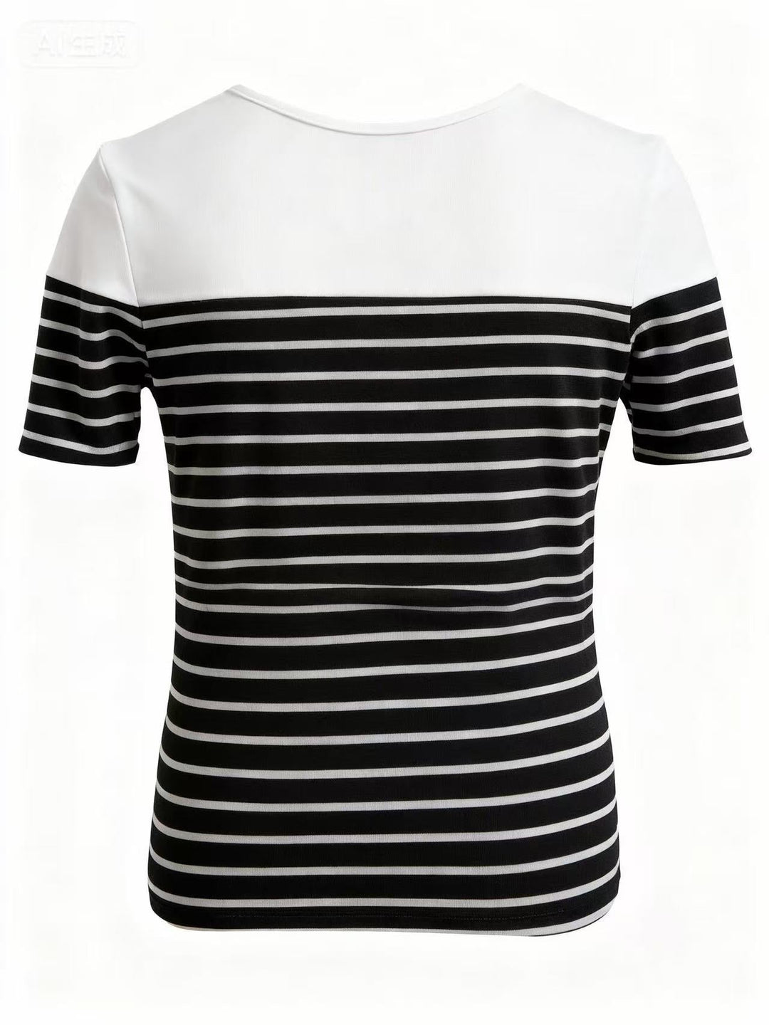 White Short Sleeve Striped Back Bow Top