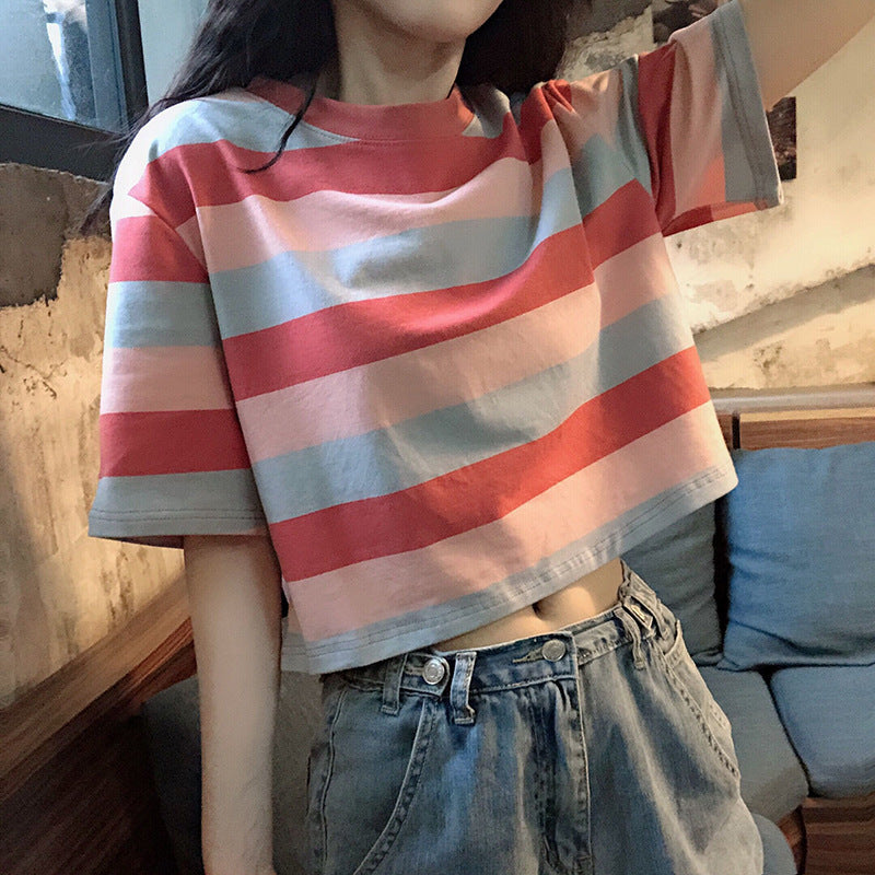 Pink Striped Boxy T-Shirt
