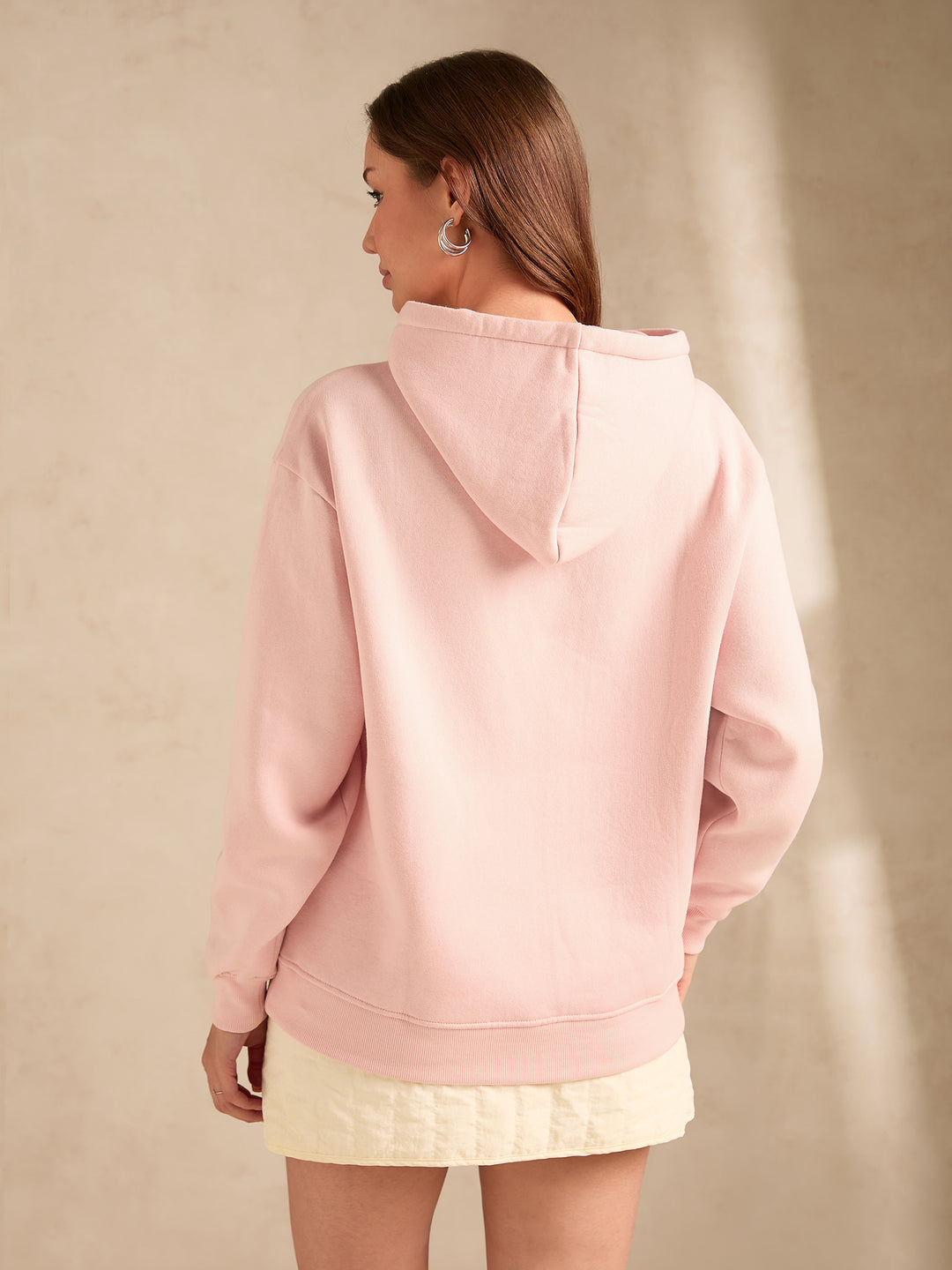 Pink Oversized Fleece Hoodie With Bold Heart Graphic