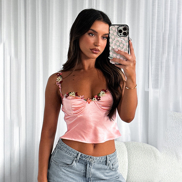 Pink Floral Strap Camisole