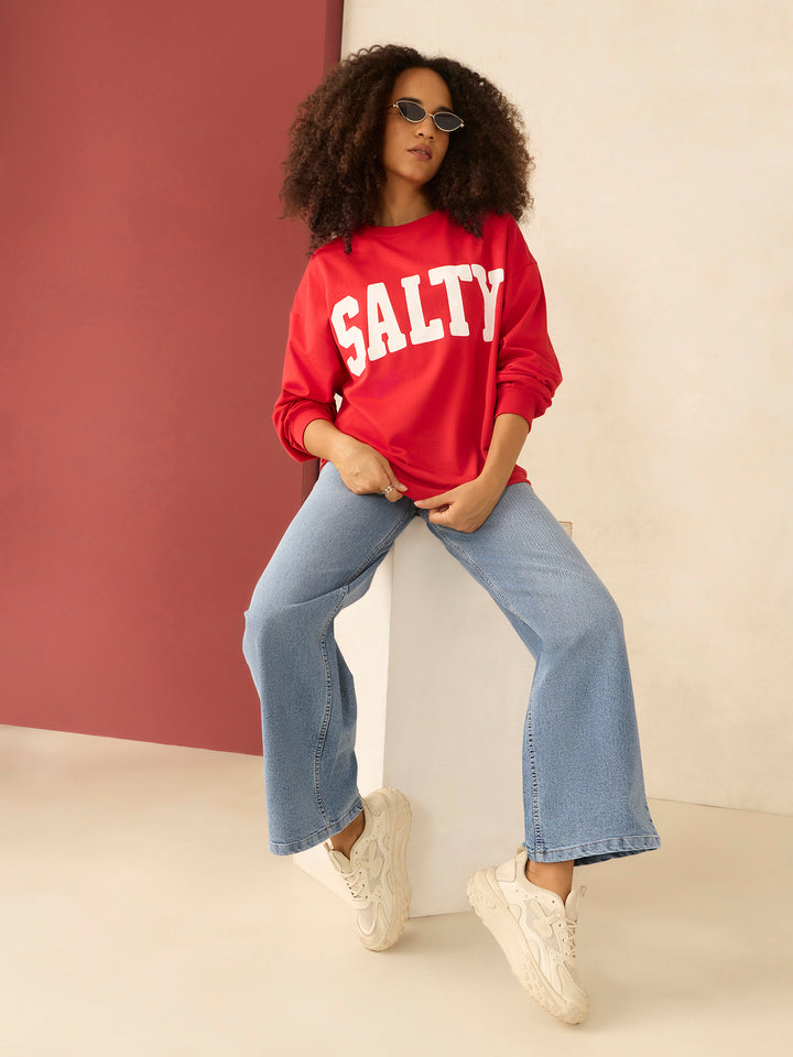 Red Typographic Sweatshirt