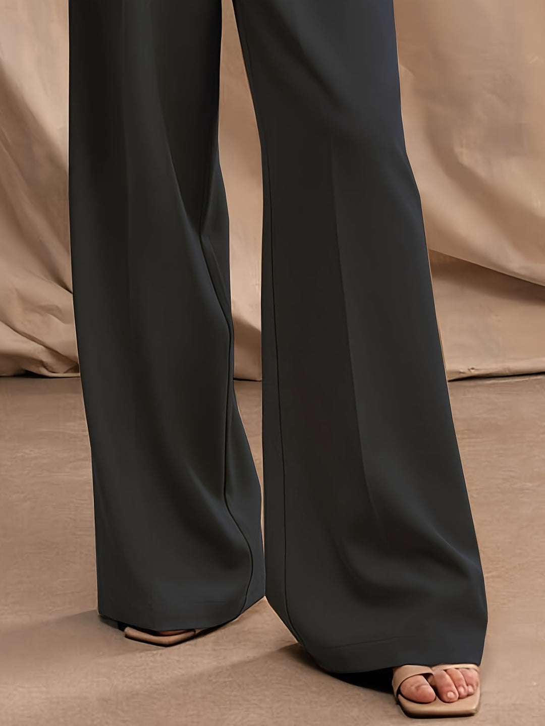 Charcoal Grey High Waist Wide Leg Trouser