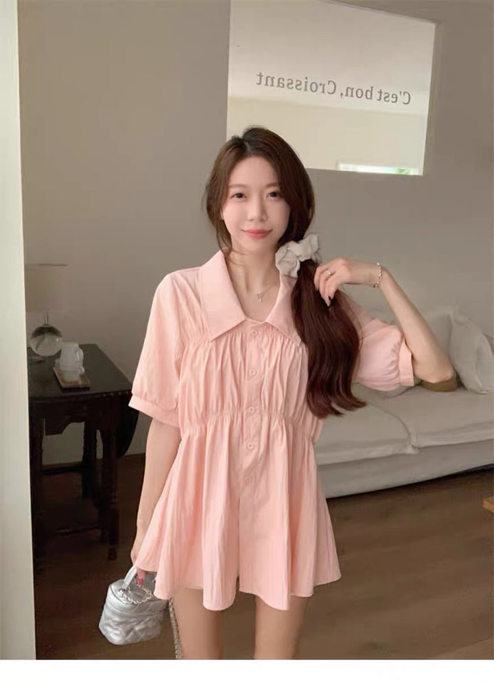 Pink Front Ruching Shirt