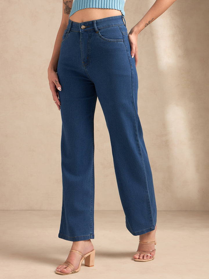Blue Jean Straight Fit High-Rise Stretchable Jeans
