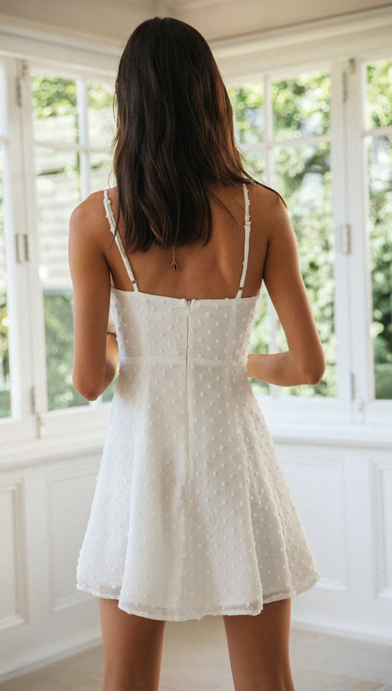 White Strappy Bustier Top Solid Mini Dress