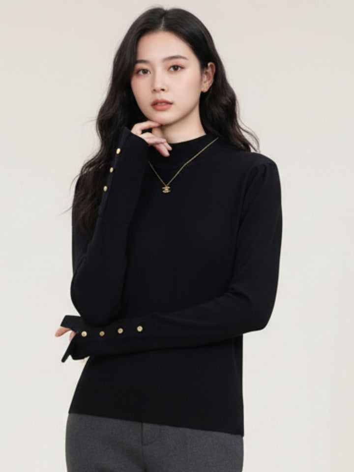 Black Full Sleeve High Neck Sweaters