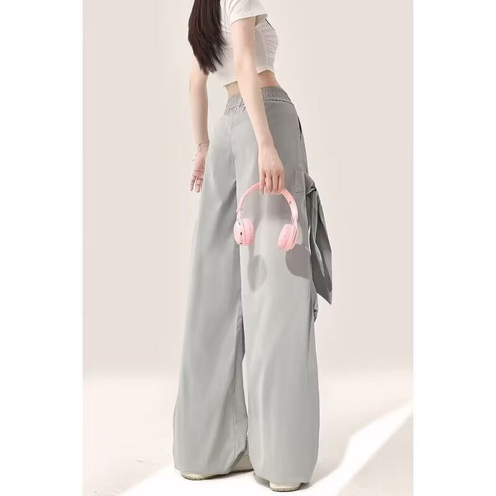 Grey Bow Detailing Parachute Pants