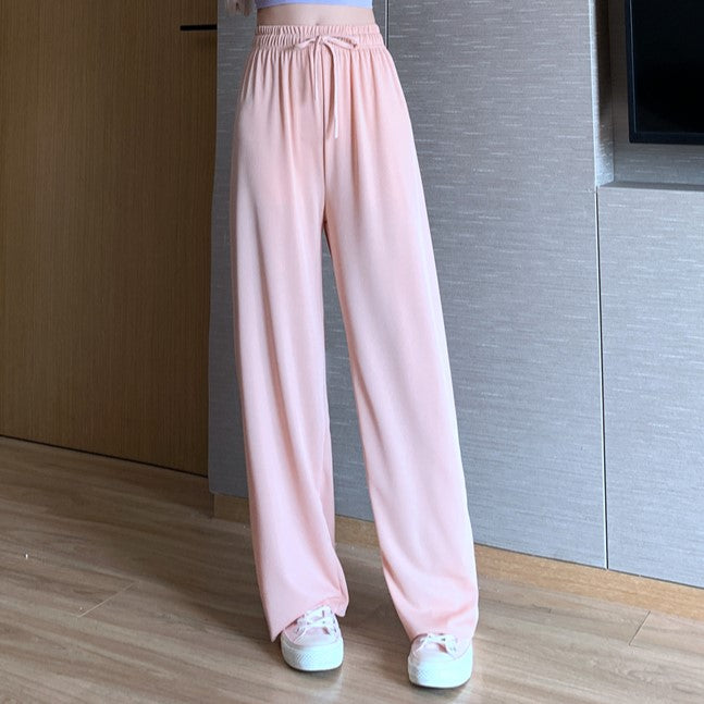 Pink Solid Basic Wide Leg Pants