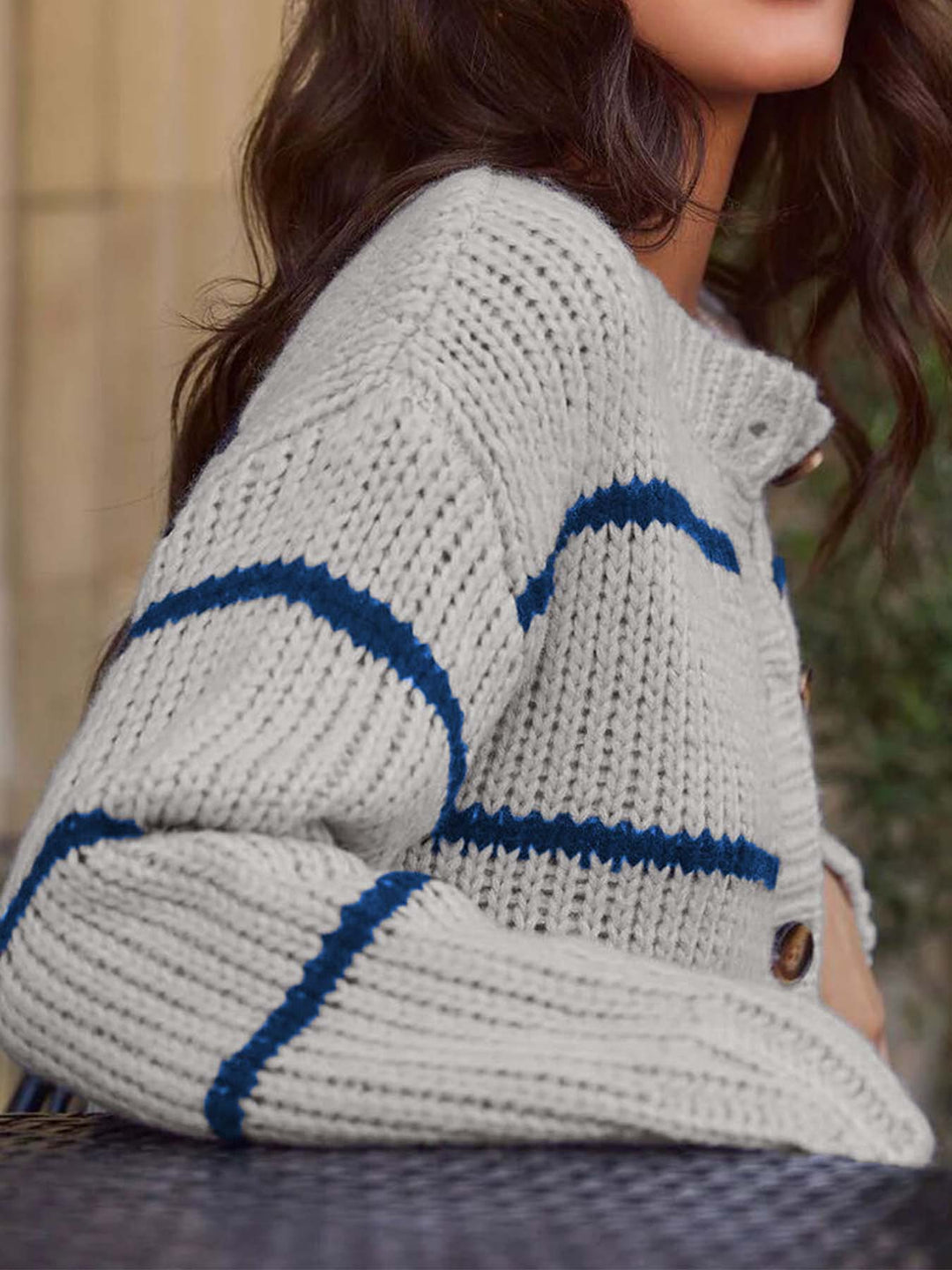 Grey Full Sleeves Button Down Cardigans