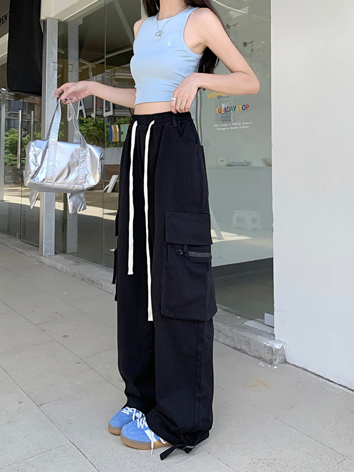 Black Ultra Wide Cargo Pocket Sweatpants