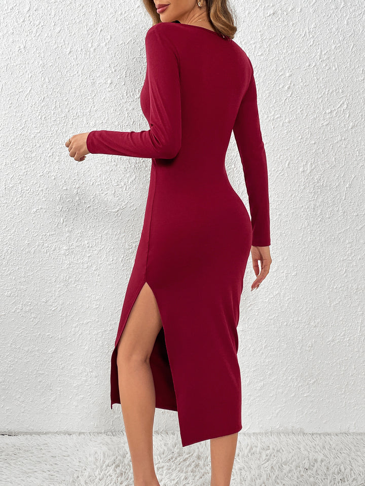 Red Cut Out Sweetheart Neckline Dress