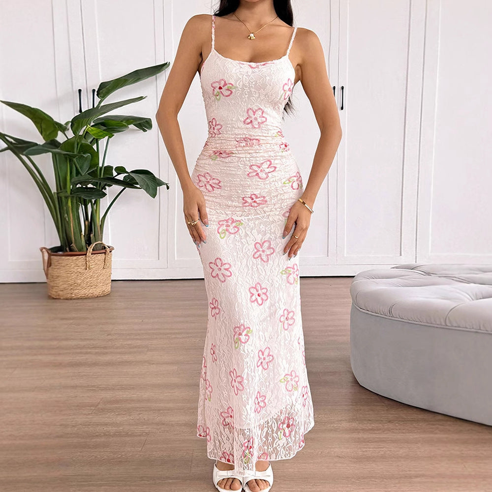 Multi Strappy Printed Maxi Dress