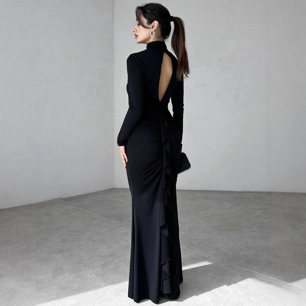 Black High Neck Triangle Cut Out Dress