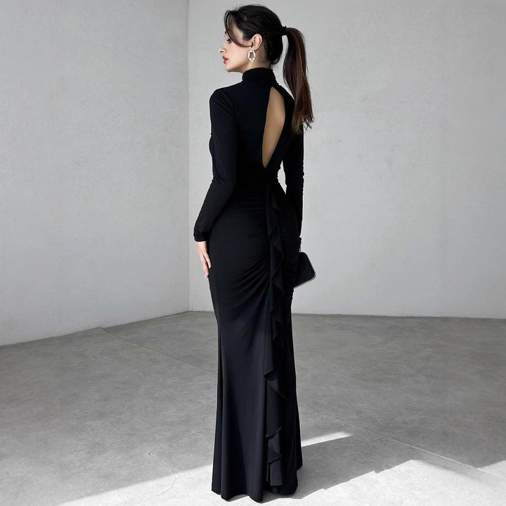 Black High Neck Triangle Cut Out Dress