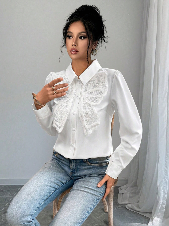 White Butterfly Highlight Full Sleeves Shirt