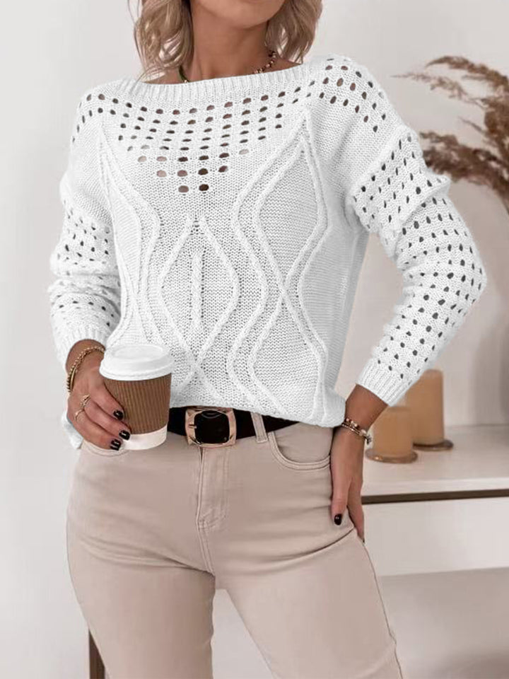 White Full Sleeves Textured Sweaters