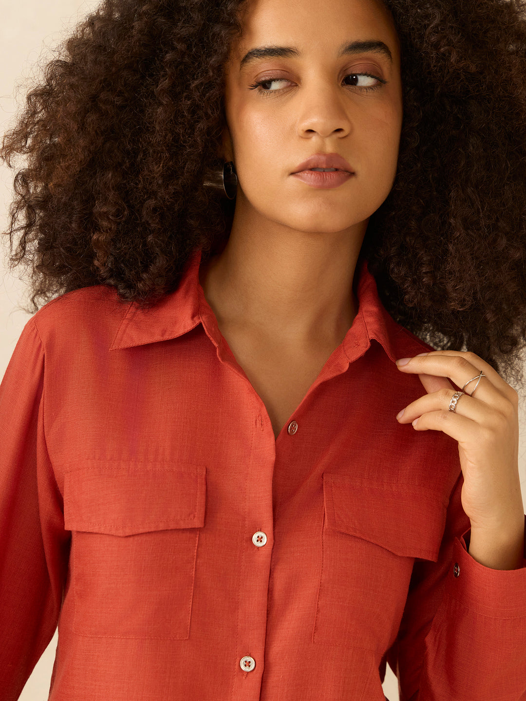 Orange Long Shirt Dress
