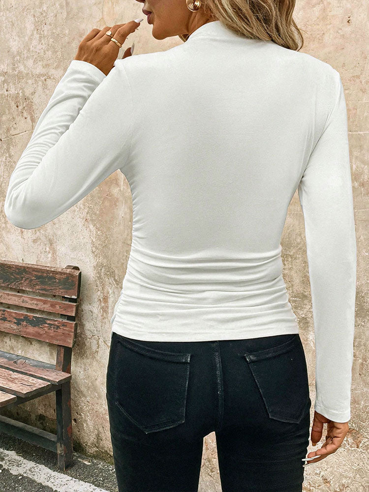 White High Neck Full Sleeves Top