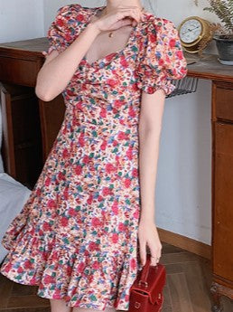 Multi Puff Sleeve A-Line Mini Dress