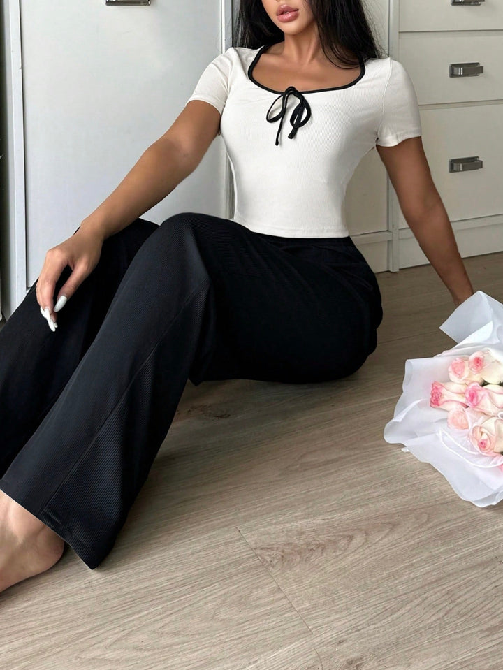 White Short Sleeve Fitted Top