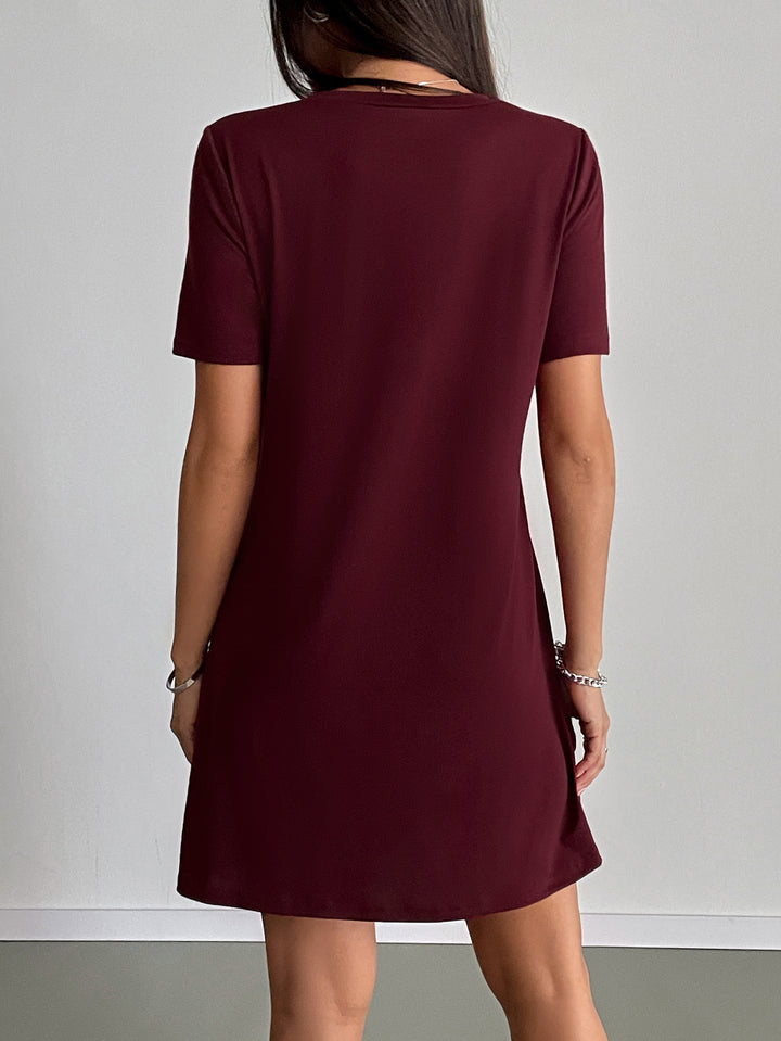 Maroon Round Neck Loose Dress