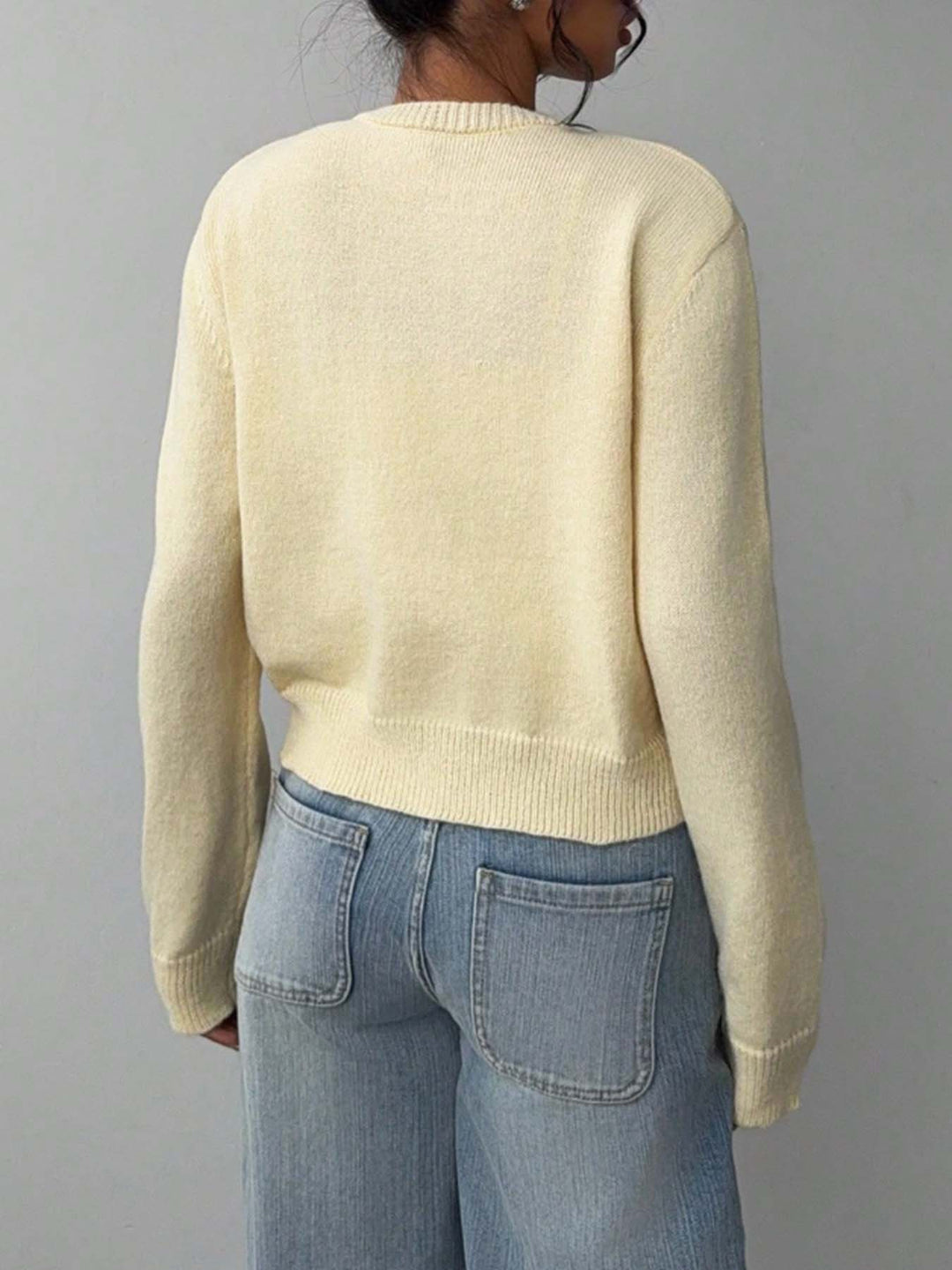 Yellow Full Sleeve Relaxed Button Down Cardigan
