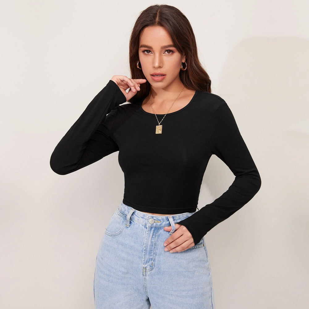 Black Fitted Top With Back Tie Up