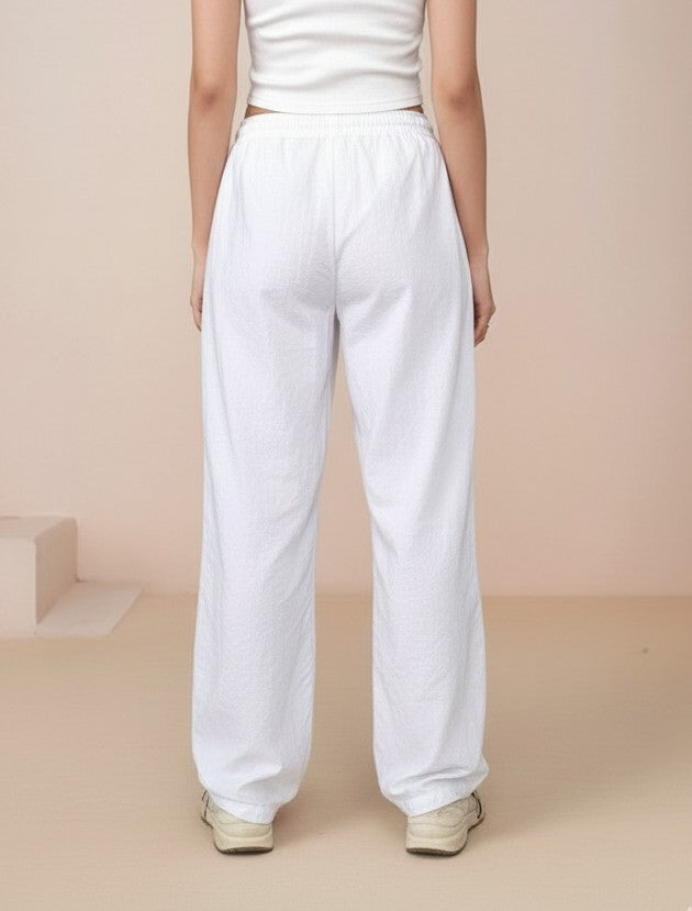 White Drawstring Cargo Pants