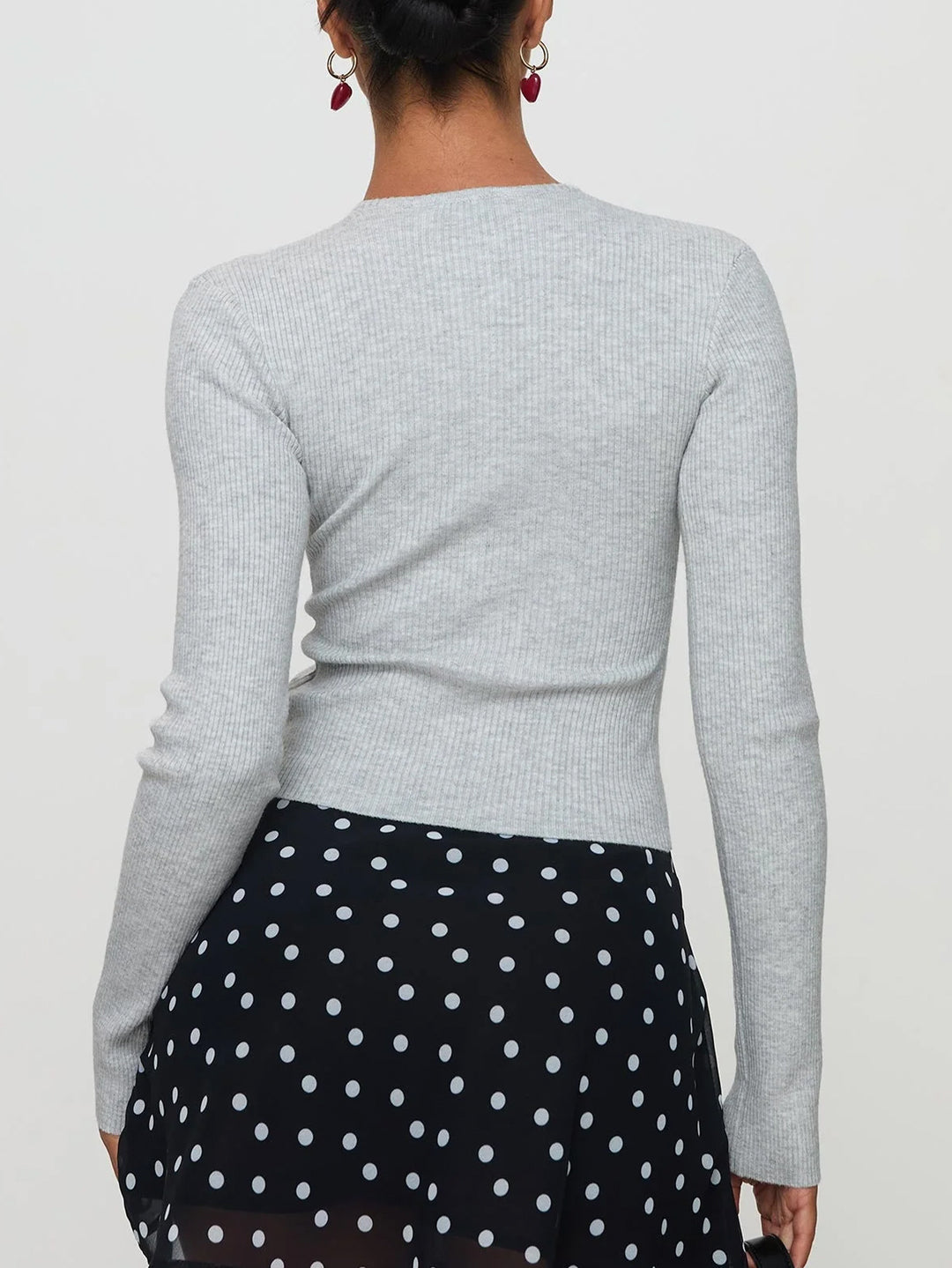 Grey Button Down Cardigan With V Notch