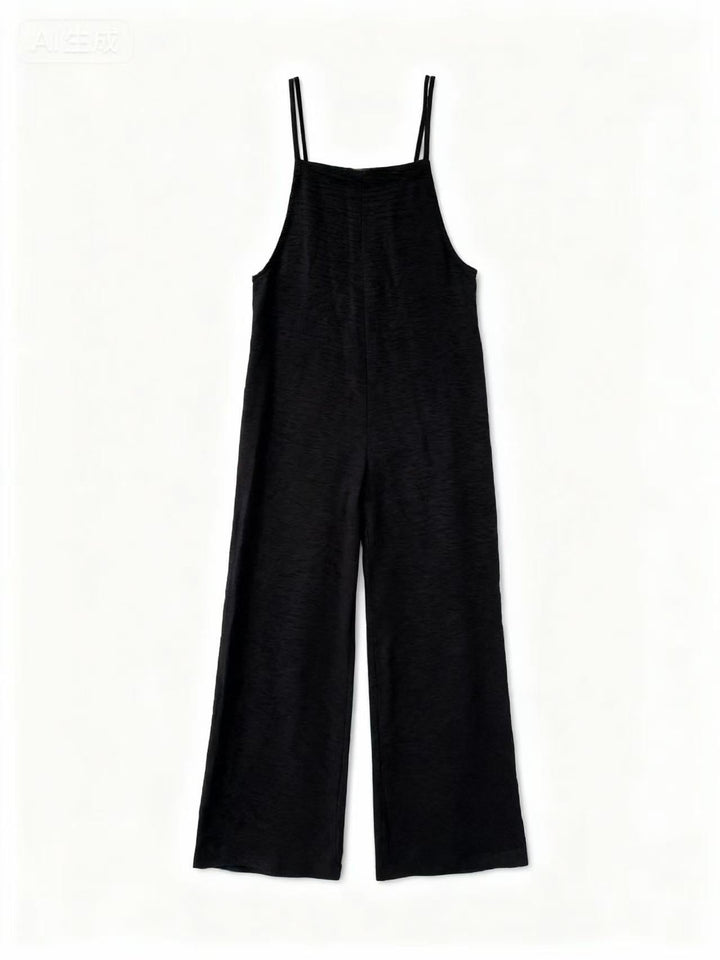 Black Double Spaghetti Strap Jumpsuits