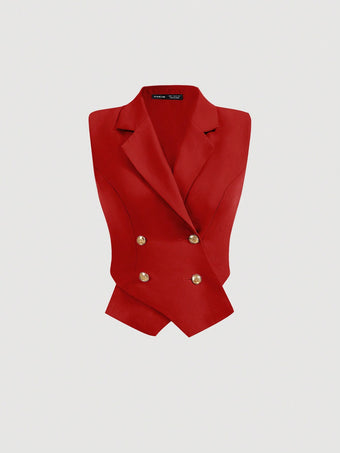 Red Front Buttoned Vest