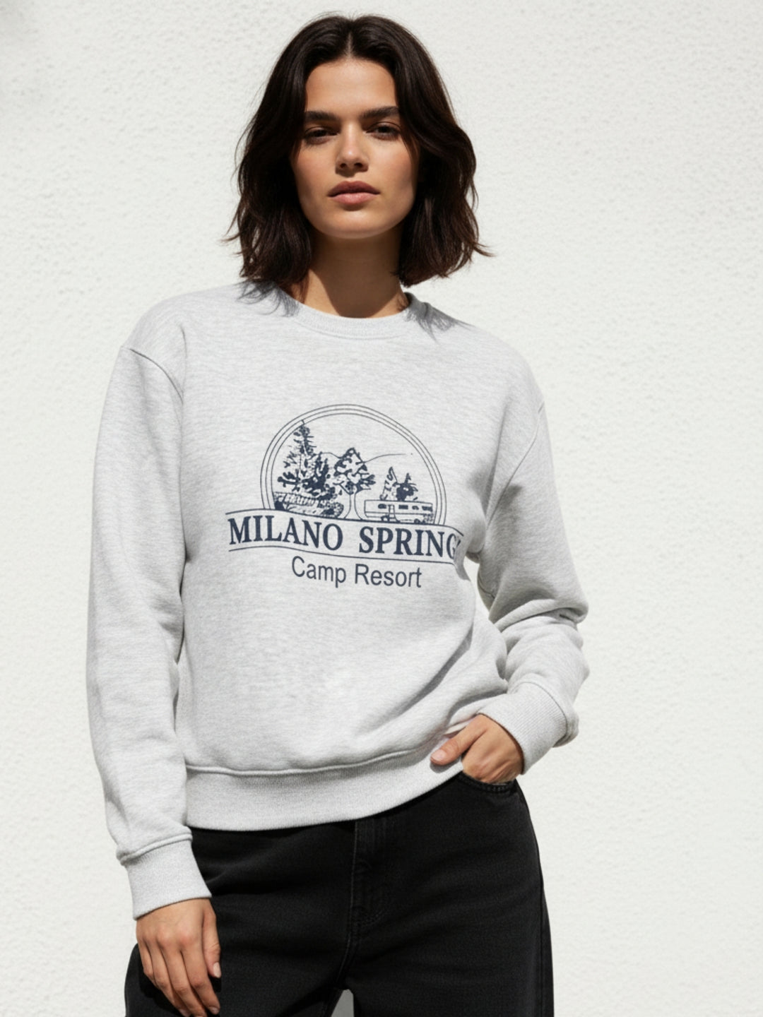 Grey Graphic Oversized Sweatshirt